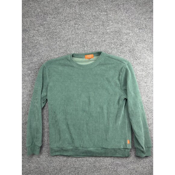 Negative Space Sweatshirt Mens Large Green Corded Ribbed Crewneck Pullover Soft - Picture 1 of 7